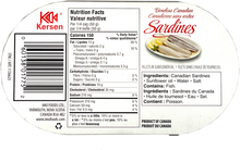Load image into Gallery viewer, Herring, Canned herring, No artificial colours, No artificial flavours, Kersen, Canned sardines, Canned fish, Gluten-free fish, Non-GMO fish, No added preservatives, IMO, Omega-3 essential oils, Omega-3 oil, Wild caught fish, Wild caught Canadian, Canadian fish, Canadian Herring, Canadian sardines, Product of Canada, Essential amino acids, similar to Brunswick