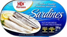 Load image into Gallery viewer, Herring, Canned herring, No artificial colours, No artificial flavours, Kersen, Canned sardines, Canned fish, Gluten-free fish, Non-GMO fish, No added preservatives, IMO, Omega-3 essential oils, Omega-3 oil, Wild caught fish, Wild caught Canadian, Canadian fish, Canadian Herring, Canadian sardines, Product of Canada, Essential amino acids
