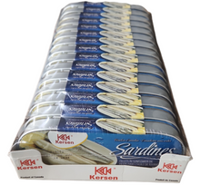 Load image into Gallery viewer, Herring, Canned herring, No artificial colours, No artificial flavours, Kersen, Canned sardines, Canned fish, Gluten-free fish, Non-GMO fish, No added preservatives, IMO, Omega-3 essential oils, Omega-3 oil, Wild caught fish, Wild caught Canadian, Canadian fish, Canadian Herring, Canadian sardines, Product of Canada, Essential amino acids